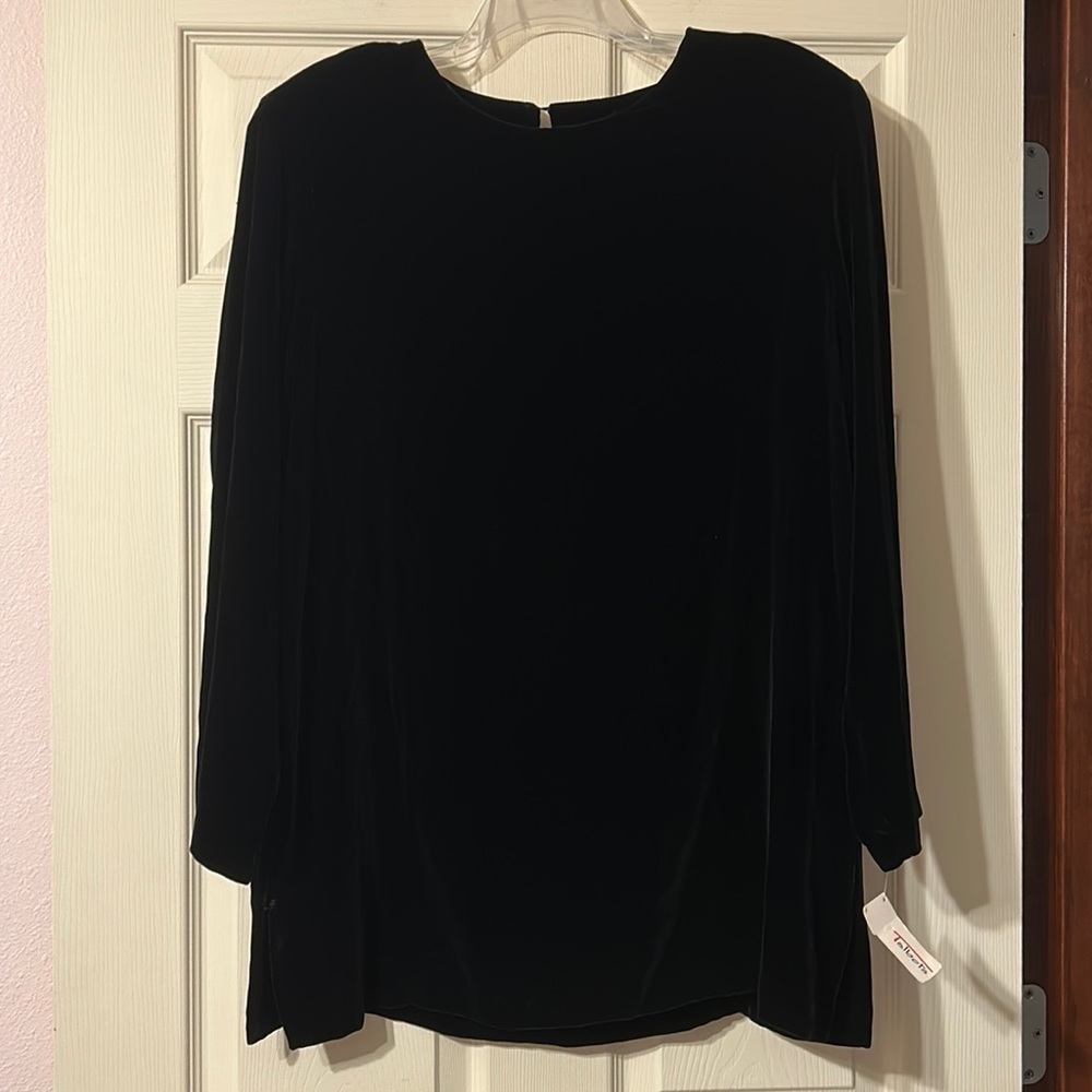 NWT Talbots Black Velvet Tunic Size 12
